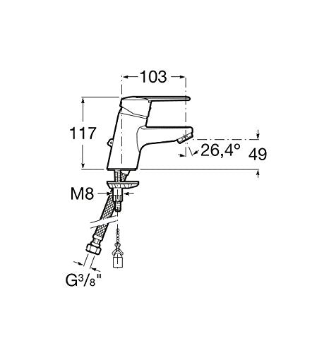 Roca Victoria-N - A5A3125C00 - Grifo para lavabo con enganche cadenilla, Cromado