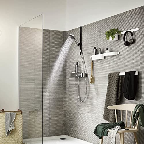 hansgrohe Pulsify Select S - ducha de mano ahorro de agua 9 l/min (EcoSmart), alcachofa de ducha con 3 tipos de chorro (versión Activation), cabezal de ducha (⌀105mm), sistema antical, cromo, 24101000