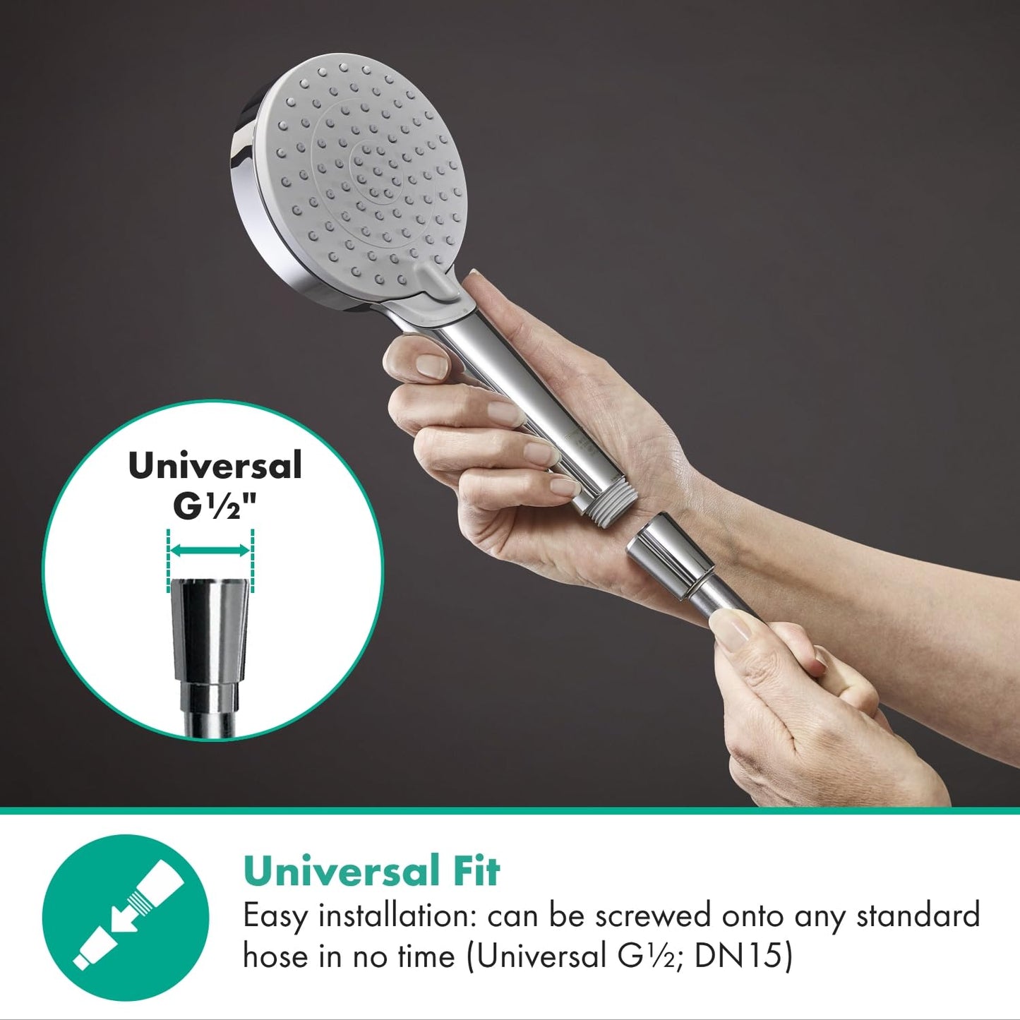hansgrohe Vernis Blend - ducha de mano, alcachofa de ducha con 2 tipos de chorro, cabezal de ducha redondo (⌀ 100 mm), con sistema antical, cromo, 26270000