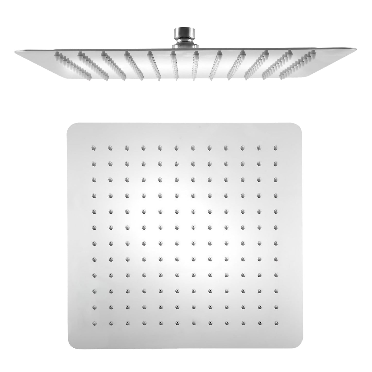 VALAZ Rociador de ducha 20cm acero inoxidable SUS304 cuadrado cromado estándar G1/2 inclinable efecto lluvia tetinas de silicona fácil limpieza antical alta y baja presión cabezal