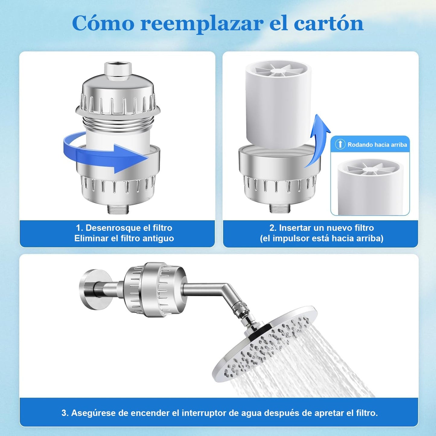 Filtro Ducha 36 Etapas Purificador Incluidos Vitamina C E Filtro Ducha Antical Pelo Alta Presión Ablanda Agua Reduce Cloro Metales Alivia Picores, Mejora el Estado de la Piel y el Cabello, 2 Cartuchos