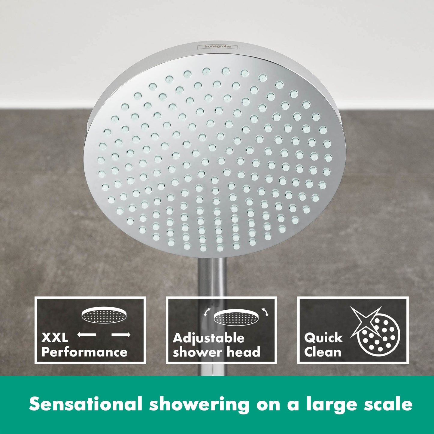 hansgrohe Crometta S - sistema de ducha con termostato, ducha lluvia (240 mm) con grifo, ducha de mano (2 tipos de chorro), flexo, barra, ducha fija redondo (1 tipo de chorro), cromo, 27267000