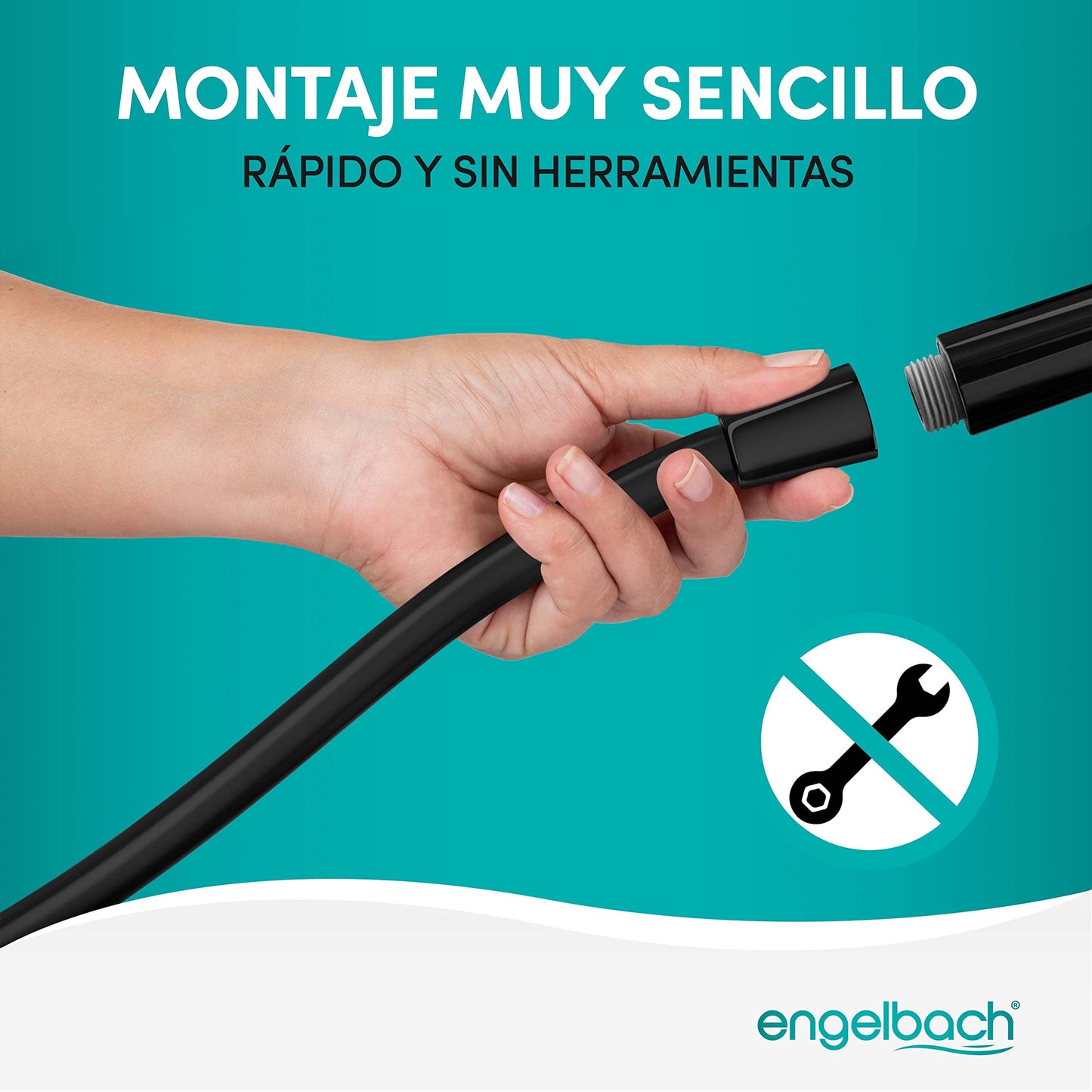 Engelbach® Manguera de Ducha 1,25m - Flexo Antitorsión de Goma Negra - Universal ½" - Flexible y Resistente - Made in Germany