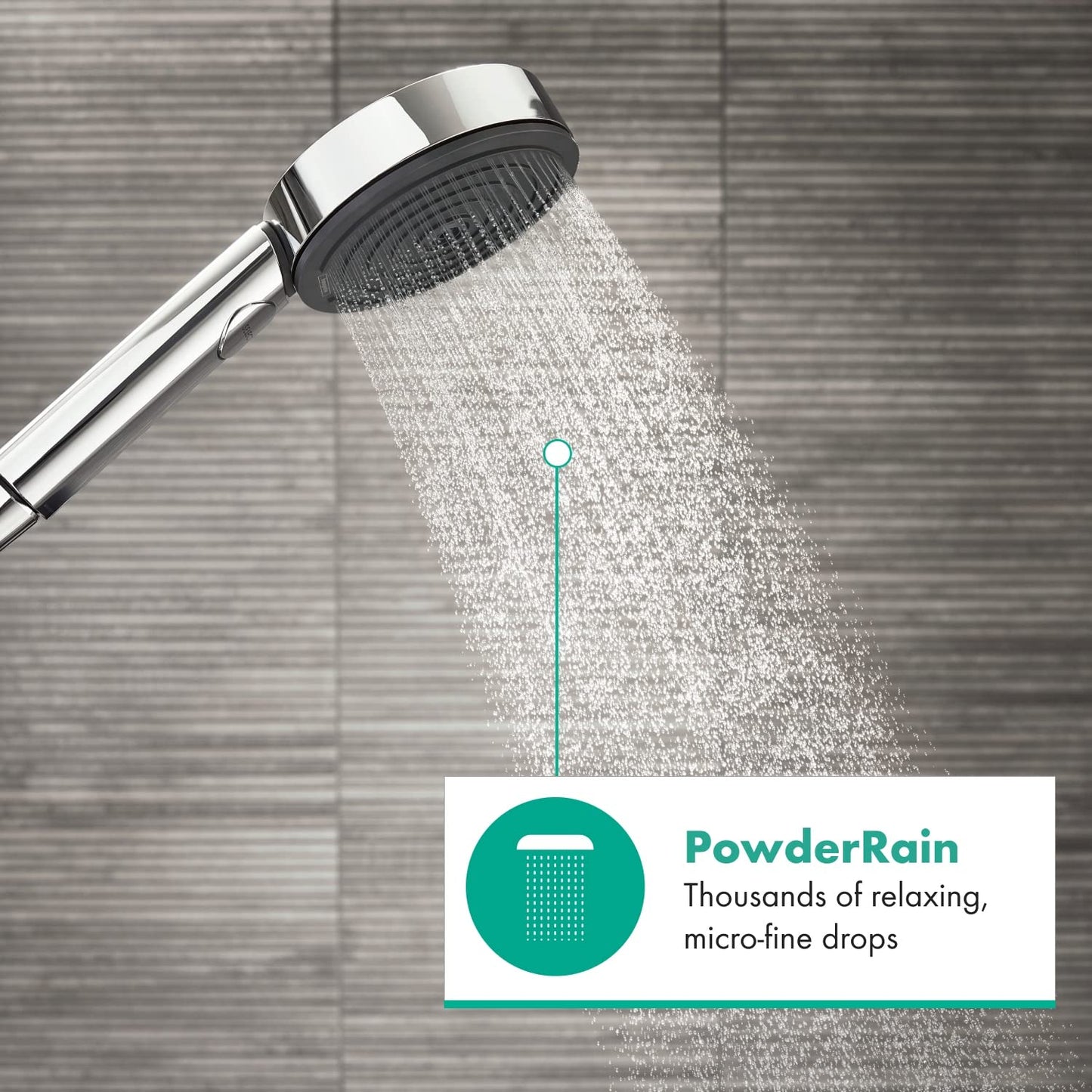 hansgrohe Pulsify Select S - ducha de mano ahorro de agua 9 l/min (EcoSmart), alcachofa de ducha con 3 tipos de chorro (versión Activation), cabezal de ducha (⌀105mm), sistema antical, cromo, 24101000