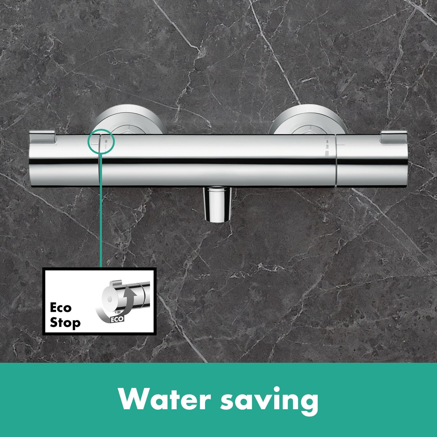 hansgrohe Ecostat 1001 CL - termostato para ducha visto , grifo ducha con botón de seguridad (SafetyStop) a 40 °C, termostato , mezclador para 1 función, cromo, 13211000