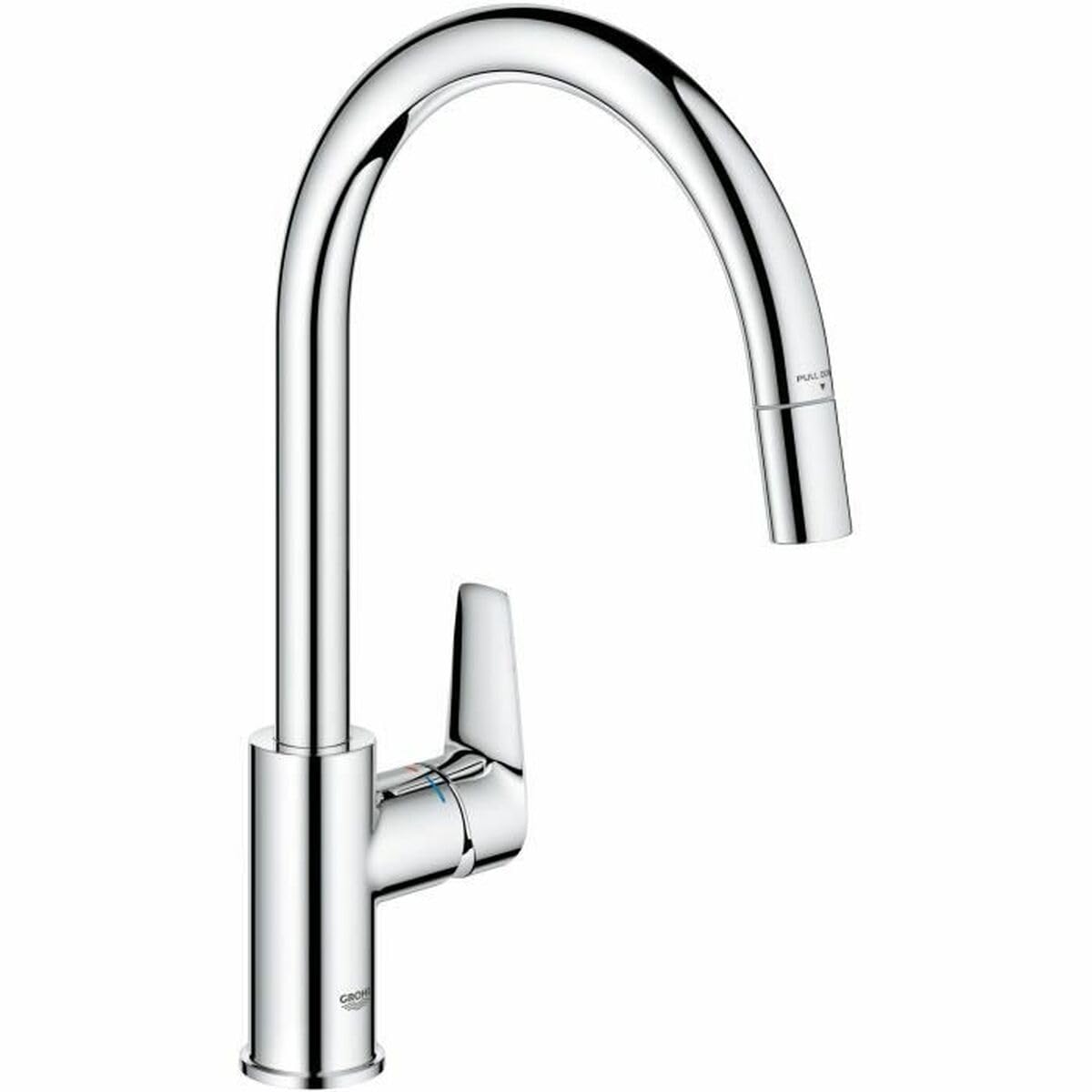 GROHE Start Edge- Grifo cocina (caño alto extraíble, forma C, giro 360º, instalación QuickFix, limitador caudal ecológico), cromo, 30550000