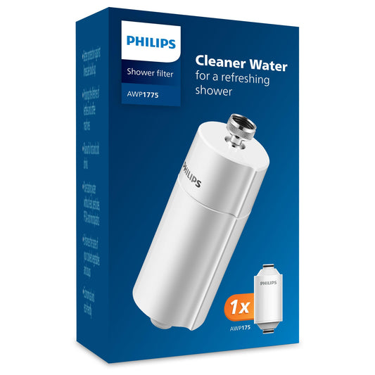 Filtro de ducha en línea Philips Water con 1 cartucho, capacidad de filtración de 50.000 L, BLANCO, reduce hasta un 99% de cloro, compatible con todas las mangueras y grifos estándar