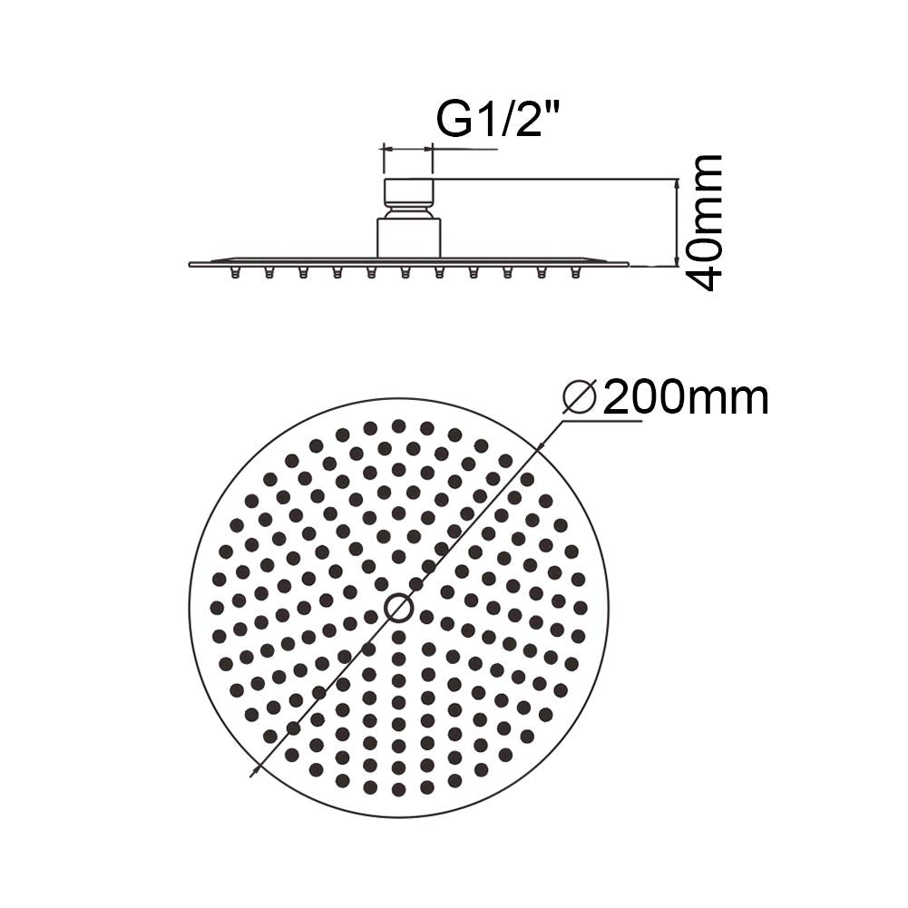 Ibergrif M20293 Rociador para Ducha Redondo, Alcachofa de Ducha de Acero Inoxidable, Plata, Diámetro de 20 cm