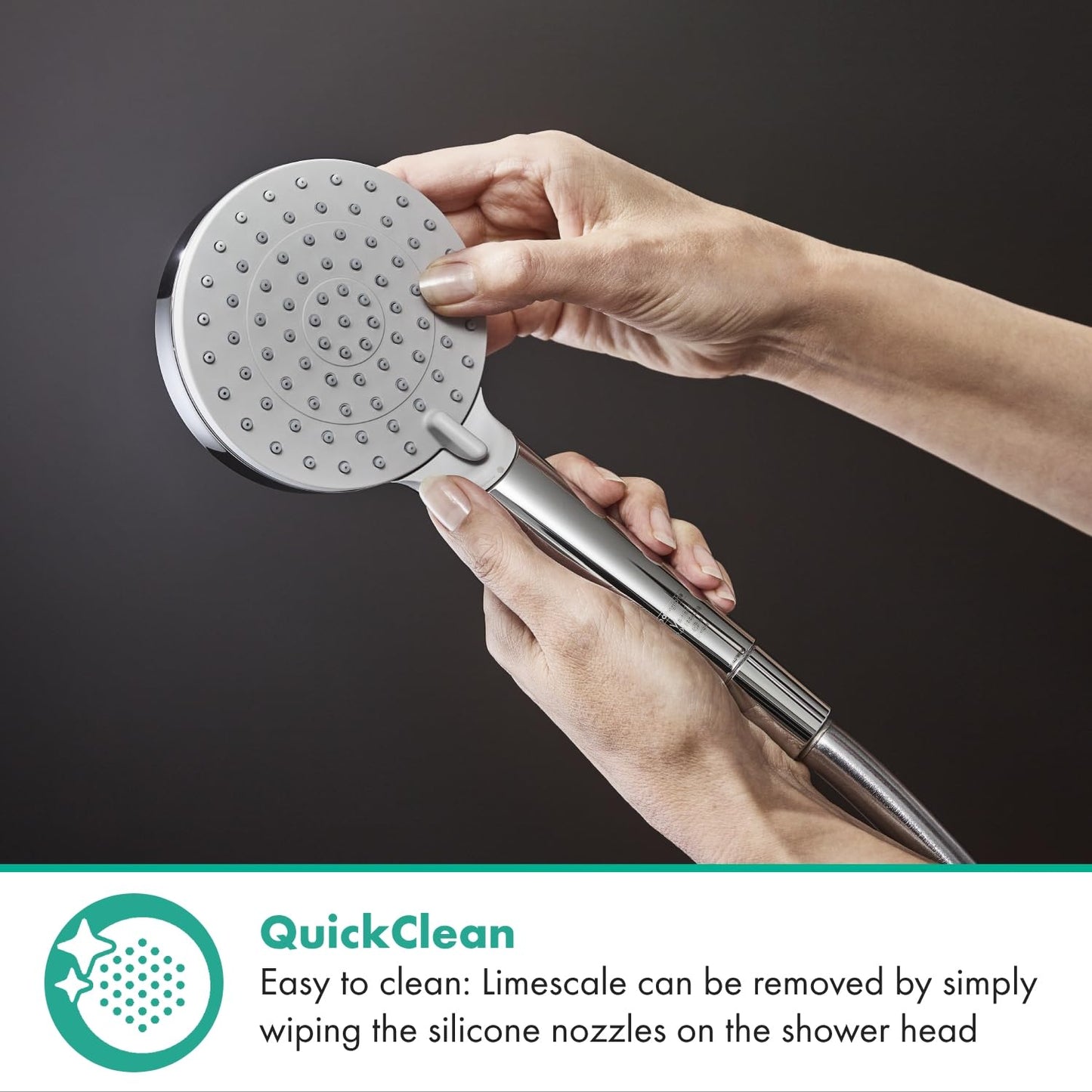 hansgrohe Vernis Blend - ducha de mano, alcachofa de ducha con 2 tipos de chorro, cabezal de ducha redondo (⌀ 100 mm), con sistema antical, cromo, 26270000