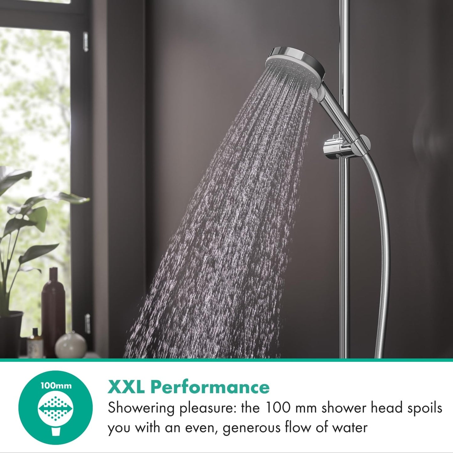 hansgrohe Vernis Blend - ducha de mano, alcachofa de ducha con 2 tipos de chorro, cabezal de ducha redondo (⌀ 100 mm), con sistema antical, cromo, 26270000