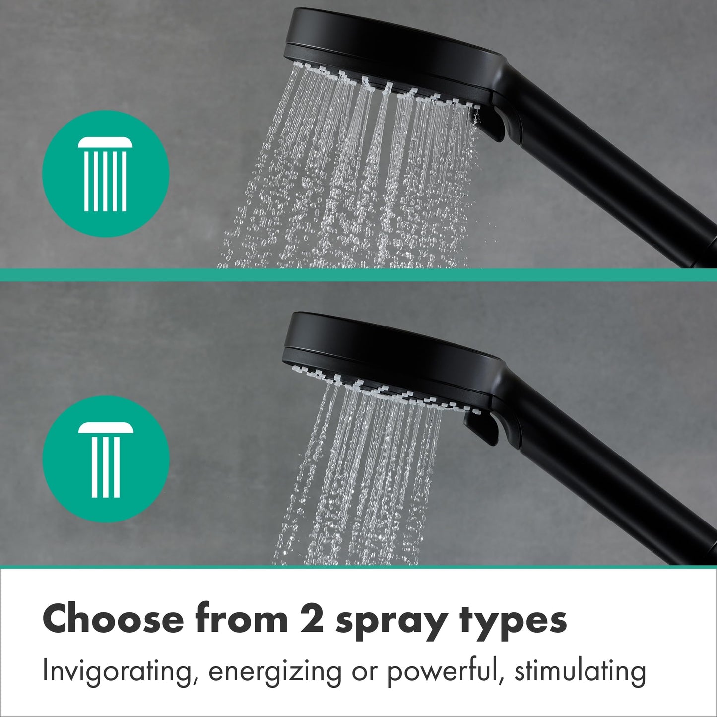 Hansgrohe Vernis Shape - Columna de ducha con termostato, ducha lluvia (230 x 170 mm) con grifo, ducha de mano (2 tipos de chorro), flexo, barra, ducha fija rectangular, negro mate, 26286670