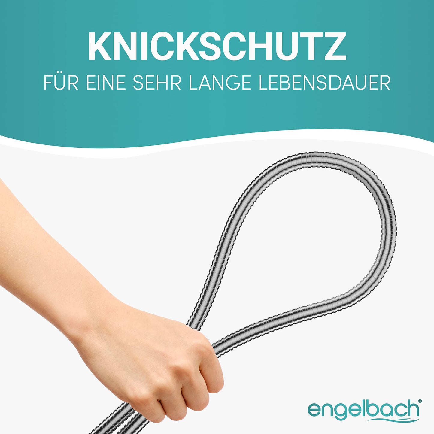 Engelbach® Manguera ducha 2m de acero inoxidable - Conexión estándar universal - Flexible, robusta y fácil instalación - Made in Germany