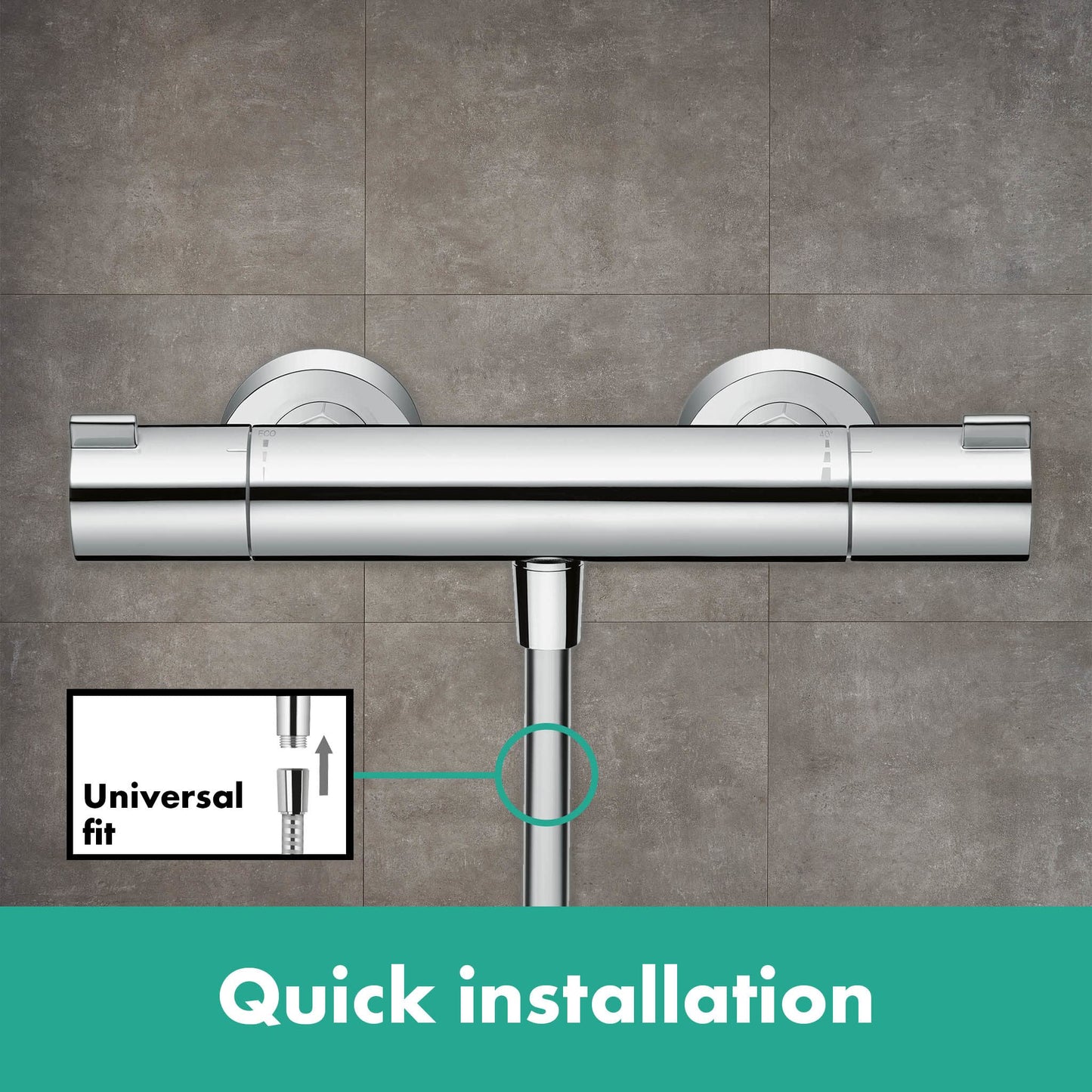 hansgrohe Ecostat 1001 CL - termostato para ducha visto , grifo ducha con botón de seguridad (SafetyStop) a 40 °C, termostato , mezclador para 1 función, cromo, 13211000