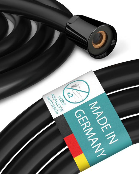 Engelbach® Manguera de Ducha 1,25m - Flexo Antitorsión de Goma Negra - Universal ½" - Flexible y Resistente - Made in Germany