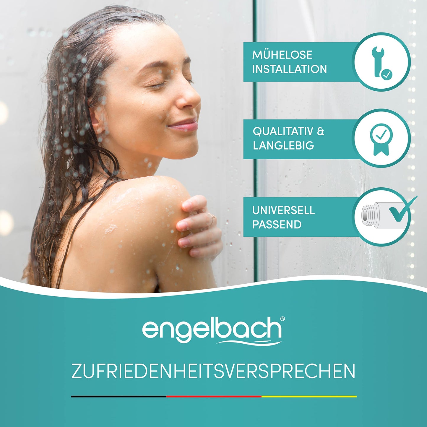 Engelbach® Manguera ducha 2m de acero inoxidable - Conexión estándar universal - Flexible, robusta y fácil instalación - Made in Germany