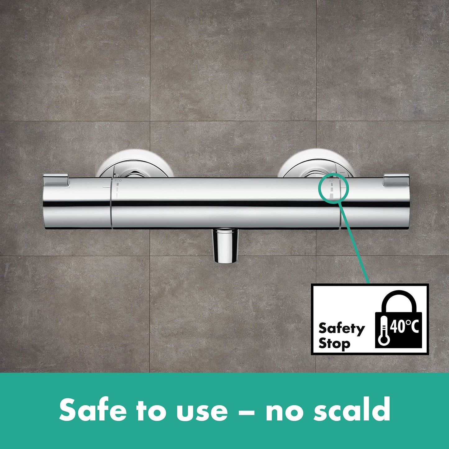 hansgrohe Ecostat 1001 CL - termostato para ducha visto , grifo ducha con botón de seguridad (SafetyStop) a 40 °C, termostato , mezclador para 1 función, cromo, 13211000